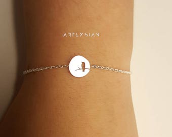 Bird bracelet, swallow bracelet, dove bracelet, dainty bird bracelet,bird charm bracelet, dainty bird,mother bird bracelet charm