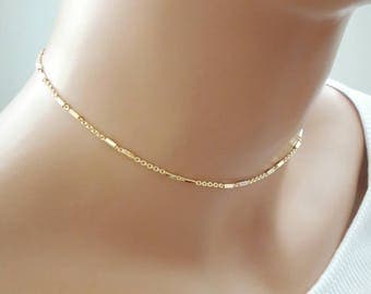 16k gold chain choker,gold choker,dainty choker,delicate chain choker,layering necklace,gold necklace,delicate gold necklace,simple choker