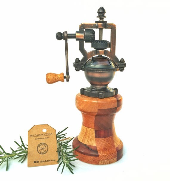 Antique Pepper Grinder Mill Wood Crank Handle Handmade Turned Like This Item