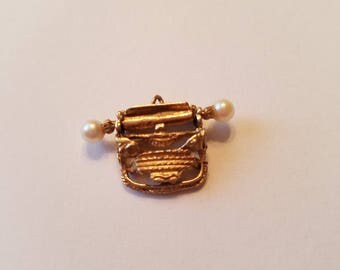 14k gold vintage typewriter charm