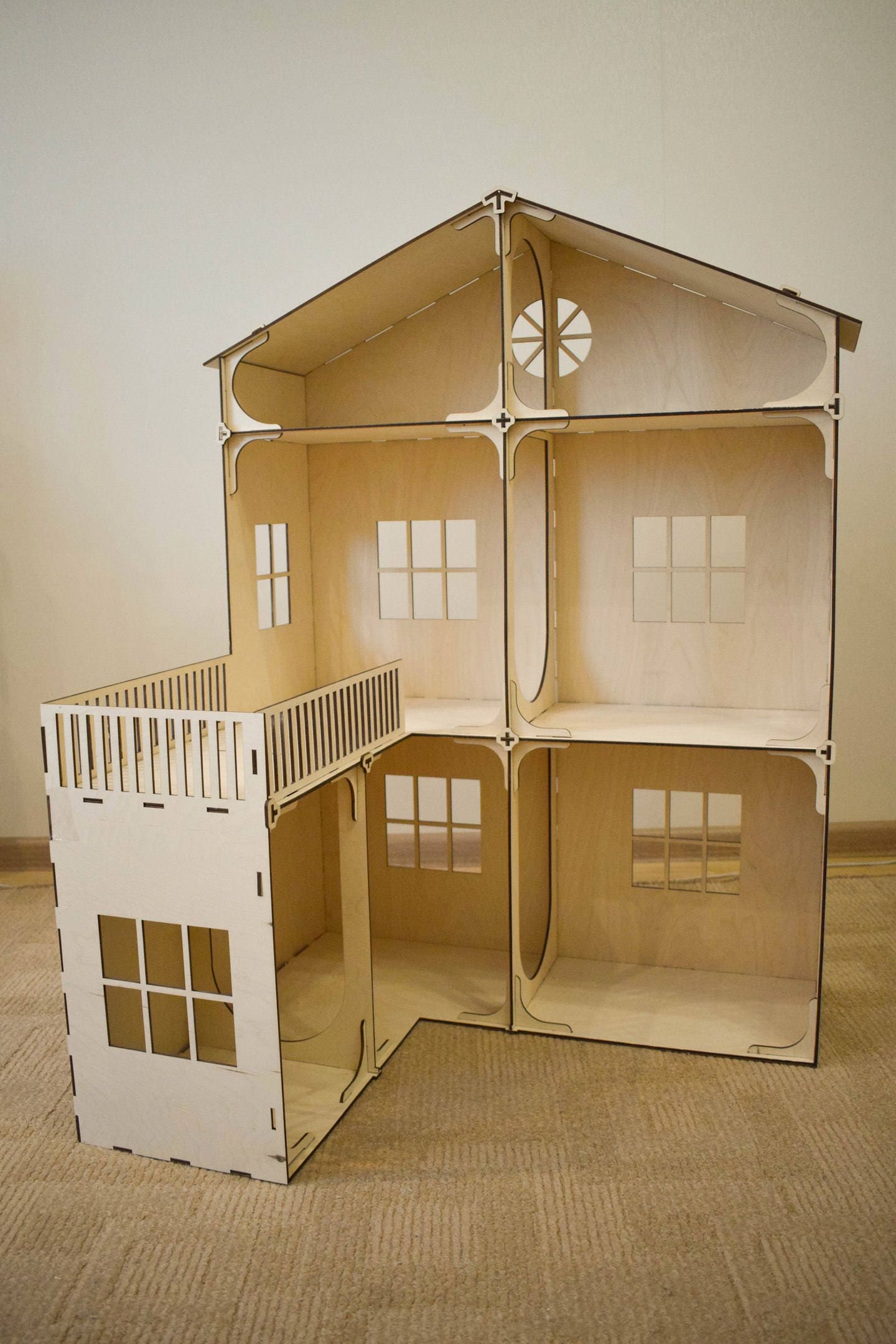 modular wooden dollhouse