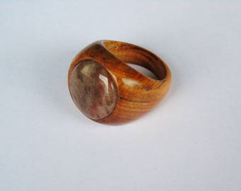 Wooden ring with apricot with a stone of the Valley of the Mosel Germany