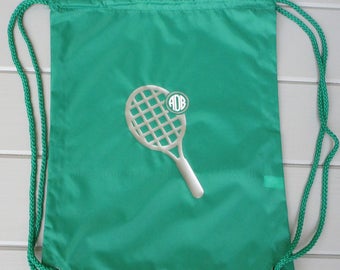 Tennis Drawstring Bag / Tennis Drawstring Backpacks / Monogrammed Drawstring Bags / Personalized Drawstring Bags / Drawstring Bags