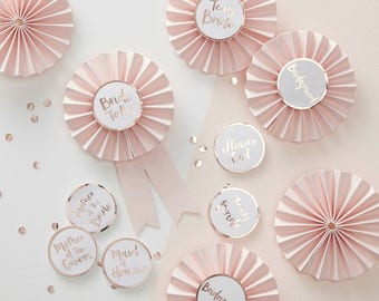 Team Bride Badges | Pink & Rose Gold Hen Party Badges | Bridal Party | Hen Do | Hen Do Decor | Bacherlorette Party Decor | Bridal Shower