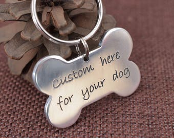 Dog tag, personalized, dog id tag, custom dog collar tag, bone dog tag, metal pet tag, puppy tag, dog name tag, aluminum pet tag