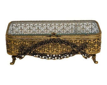 Vintage Filigree Jewelry Casket