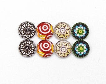 8 cabochons round glass mixte12mm series 1 "5"