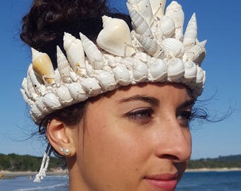 Mermaid Crown Tiara Natural Shells Handmade Macrame SeaGypsy Goddess Adornment