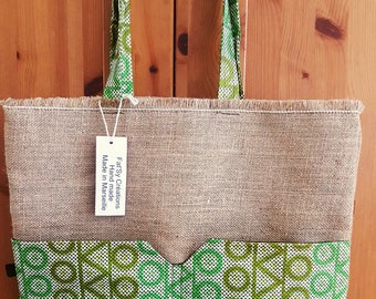 Lurex and wax burlap bag