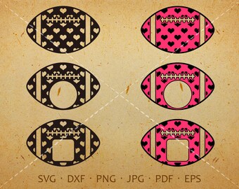 Heart Football SVG, Football Monogram Frame Clipart Silhouette Cricut Cut Files Commercial use (svg, dxf, eps, png, jpg)