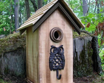 Owl Natural Wood Bird House