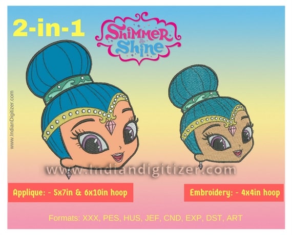 Indiandigitizer Shine From Shimmer Shine 2 In 1 Applique For
