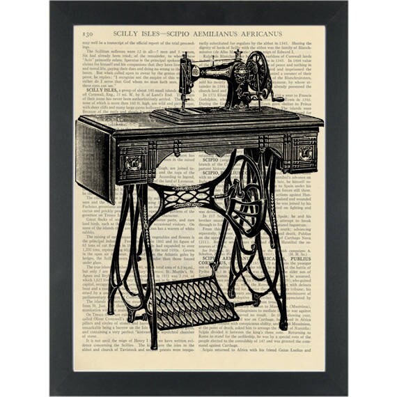 Antique Sewing Machine Dictionary Art Print