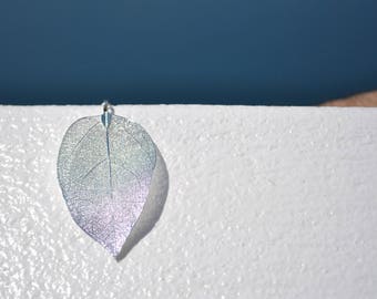 Real Leaf Necklace, Gold Vermeil or Sterling Silver Long Pendant, Bridal Jewelry, Autumn Wedding, Nature Jewelry, Bridesmaid Gift For Bride