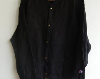 CHAMPION USA Patches Vintage 90s Black Champion Satin Jacket Snap Button Size Large Supreme Champion