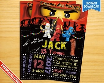 Ninjago Invitation, Ninjago Birthday Party, Ninjago Party Invitation, Nonjago Birthday Invitation, Ninja Party, Ninja Invitation