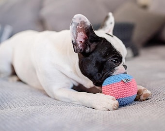 Organic Cotton Crochet Dog Ball Toy - Coral - Handmade