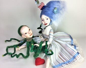 Art Doll Marina, OOAK, Handmade Doll, Interior Doll, Boudoir Decor, Collectible Art Doll