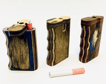 3 inch tall - Handmade Wooden Grip Dugout One Hitter - No Two Alike! Smooth Finish, Vibrant, High Quality Multicolored Woodgrain