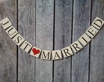 JUST MARRIED banner, just married sign, wedding sign, wedding banner, wedding decorations, wedding photo prop, wedding car sing, wedding day