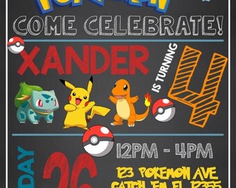 POKEMON INVITATION,Pokemon Birthday Invitation, Pokemon Invite, Pokemon Thank You, Pokemon Go Invitation, Pokemon Party, Pokemon Birthday