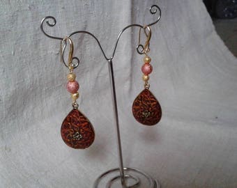 "beautiful Brown marbled charm" earrings