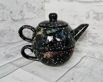Galaxy teapot, Individual tea pot, unique tea kettle, Space Caldron, Colourful tea-pot, tea lover, birthday present gift, Star ceramic pot