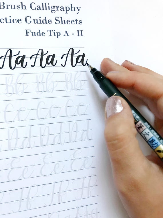 Brush Lettering Practice Sheets Small Brush Pen Instant