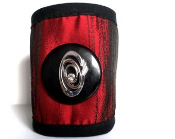 fabric Cuff Bracelet with Rhinestone Heart