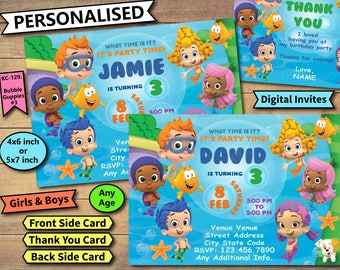 Bubble Guppies Invites, Bubble Guppies Birthday Invite, Bubble Guppies Invitations, Bubble Guppies Birthday Printable, Bubble Guppies Cards