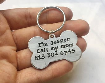 Handstamped pet id tag - Personalized unique dog name tag - Unique id tag - Funny Id Pet tag - Custom funny dog tag- Custom Pet Name tag