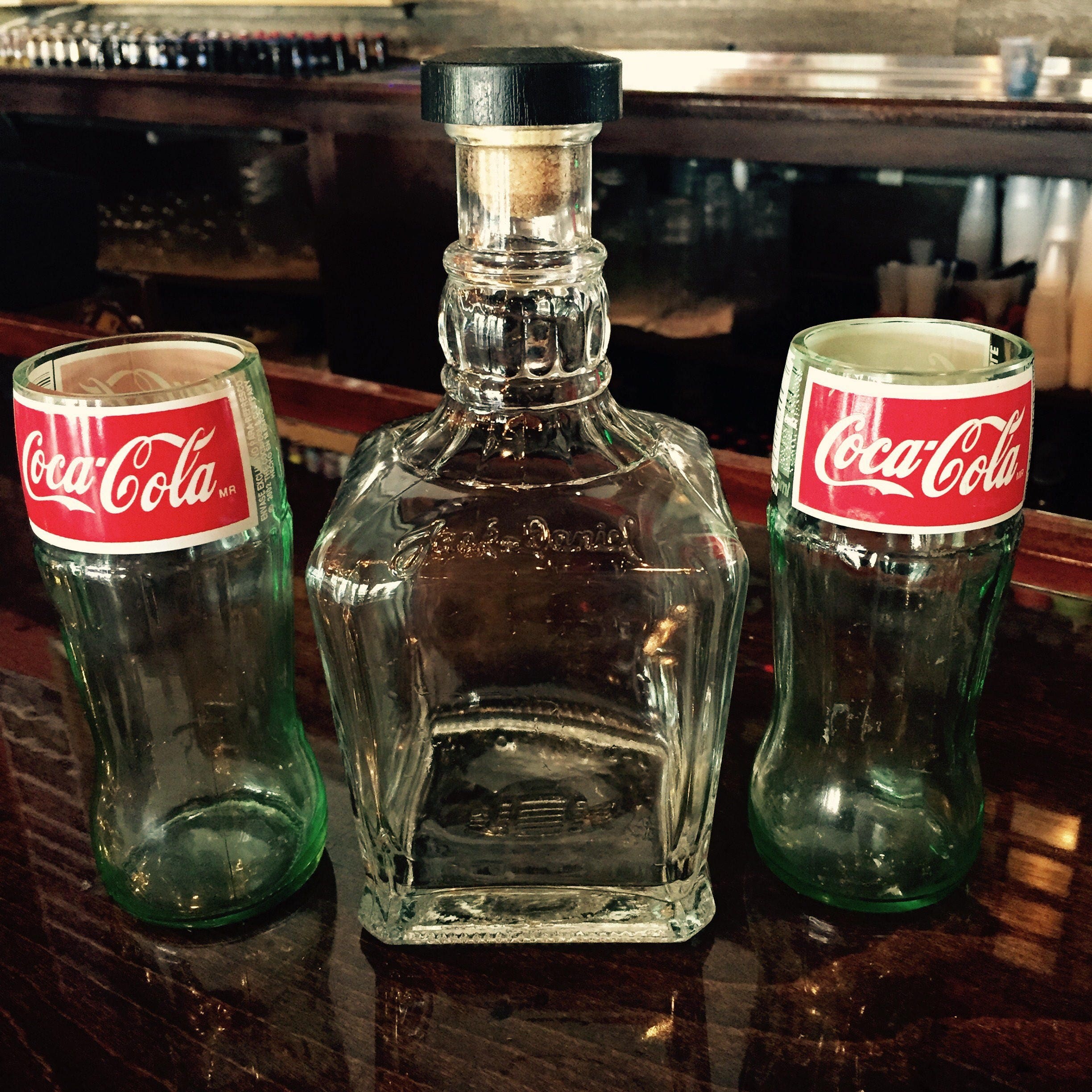 Jack and Coke Set made from Reclaimed Coca Cola Bottles and
