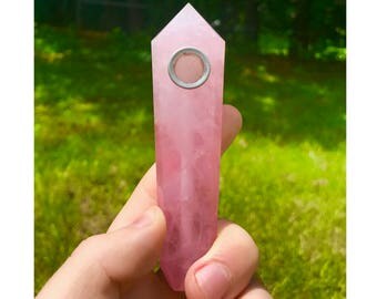 FLASH SALE!!! Rose Quartz Pipe, Crystal Pipe, Pink Quartz Pipe, Rose Quartz, Crystal, Rose Quartz Crystal Pipe, Gemstone Pipe