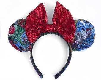 Stained glass ears , beauty and the beast ears, mouse ears