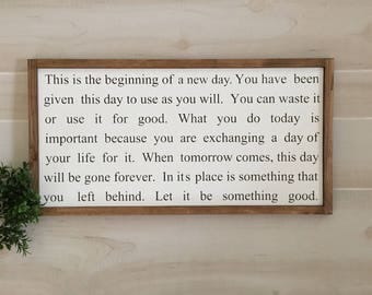This is the beginning of a new day wooden sign / farmhouse sign / inspirational sign / wedding gift
