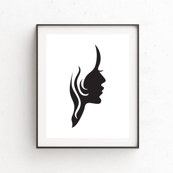 Women silhouette  Print Minimalist  Art Woman face black