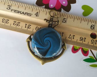 Polymer Clay Blue, swirl, Anchor Pendant/keycharm