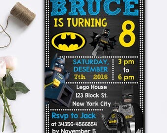 Lego Batman Invitations/ Lego Batman/ Lego Batman Birthday/ Lego Batman Party/ Lego Batman Birthday/ Lego Batman Printable