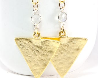 Moonstone Arrow Drop Earrings
