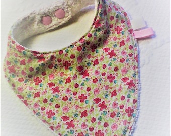 Bavoir Liberty,cadeau de naissance,fille,coton et éponge,cadeau bébé,bavoir bandana,bavoir écharpe.