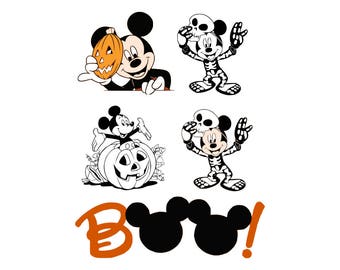 Mickey Halloween svg Boo svg Mickey Mouse svg Pumpkin svg Skeleton svg Digital cutting file svg Cricut dxf DIY Decal files T-shirt design