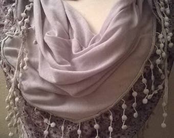 Viscose and gray color crochet scarf
