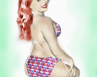 Red, White and Blue Skull Print Bikini