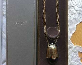 Vintage Avon Charisma Perfume Pendant Eggplant Necklace