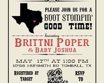 Texas/Country Themed Baby Shower Invitation