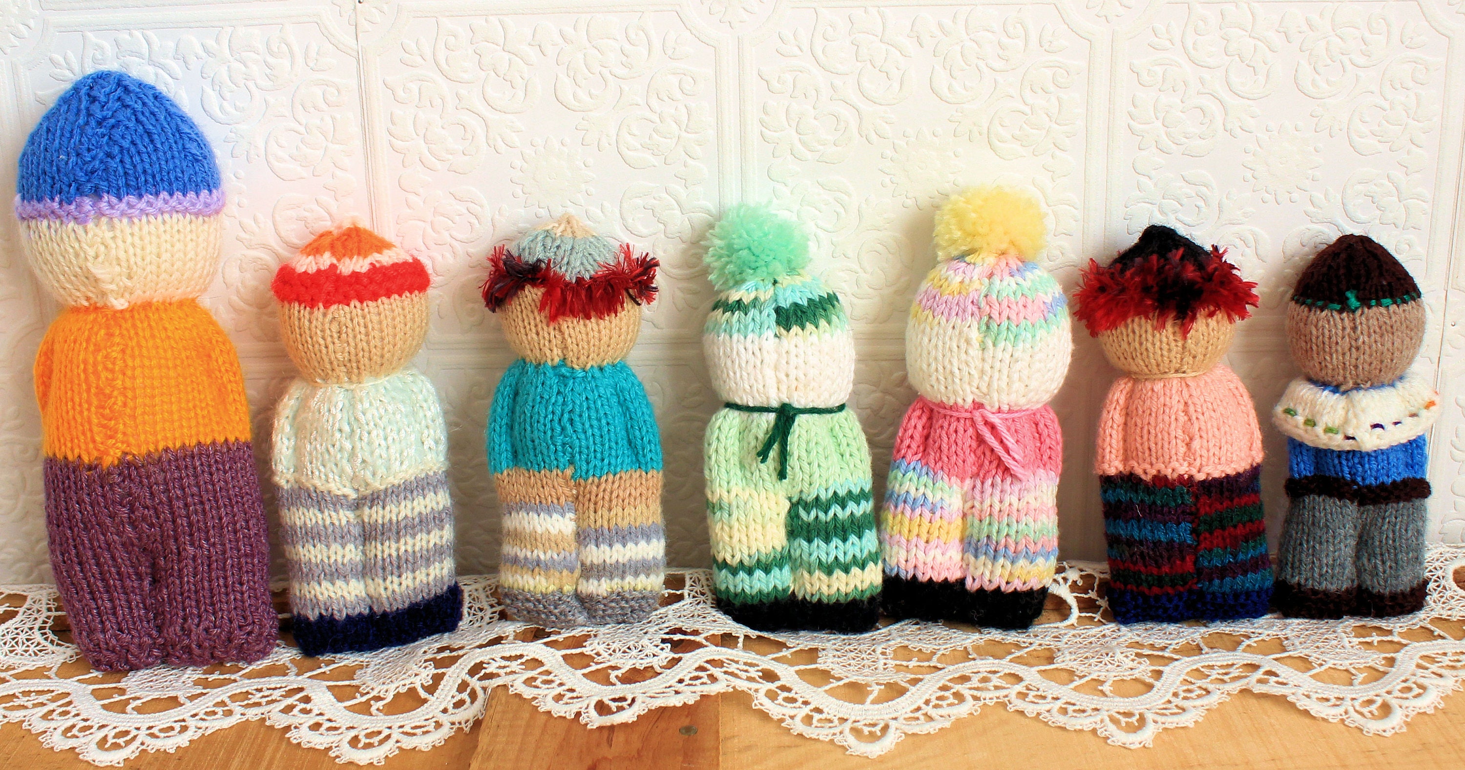 Hand Knitted 7 DollsAmigurumi Handmade Plush Dolls Knitted