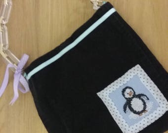 Black Corduroy Penguin Handbag