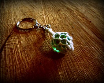 Glass Ball Fishing Float Key Chain - Hand Knotted - Marble Jewelry - Beach combing - Beach Comber - Japanese Float - Gift for Her -Accessory