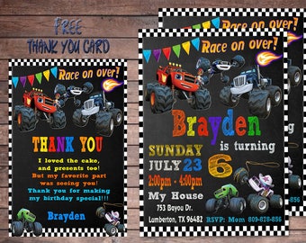 Blaze and the Monster Machines Invitation, Monster Invitation, Blaze and the Monster Machines Birthday , Birthday Party, Blaze Invitation