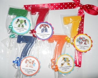 12 Transformers Rescue Bots 7th Birthday Party Favor Gourmet Chocolate Party Favors with custom tags